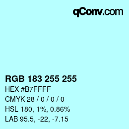 Color code: RGB 183 255 255 | qconv.com