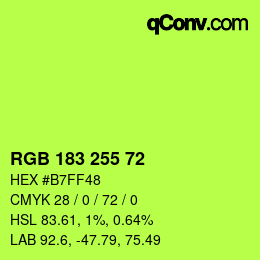Color code: RGB 183 255 72 | qconv.com