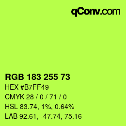 Color code: RGB 183 255 73 | qconv.com