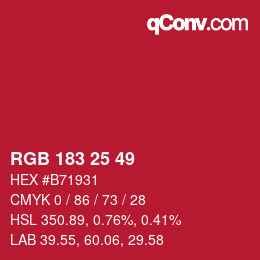 カラーコード: RGB 183 25 49 | qconv.com