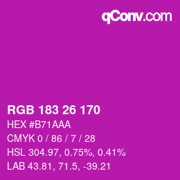 カラーコード: RGB 183 26 170 | qconv.com