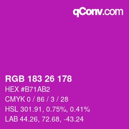 Color code: RGB 183 26 178 | qconv.com
