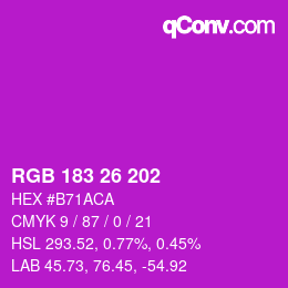 Color code: RGB 183 26 202 | qconv.com