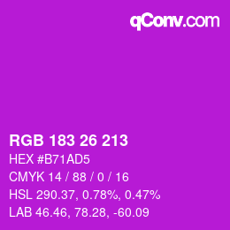 Color code: RGB 183 26 213 | qconv.com