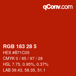 Color code: RGB 183 28 5 | qconv.com