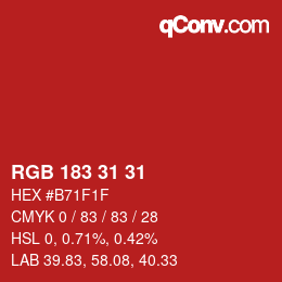 Color code: RGB 183 31 31 | qconv.com