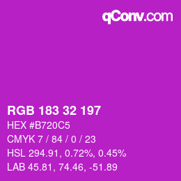 Color code: RGB 183 32 197 | qconv.com