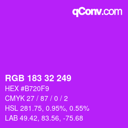 Color code: RGB 183 32 249 | qconv.com