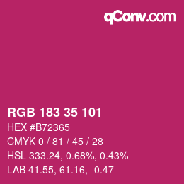 Color code: RGB 183 35 101 | qconv.com