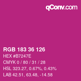 カラーコード: RGB 183 36 126 | qconv.com