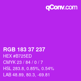 Color code: RGB 183 37 237 | qconv.com