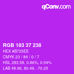 Color code: RGB 183 37 238 | qconv.com