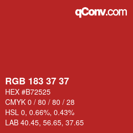Color code: RGB 183 37 37 | qconv.com