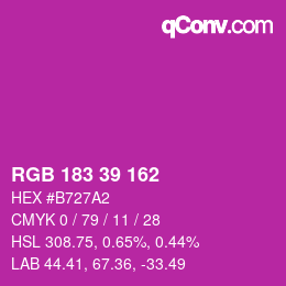 カラーコード: RGB 183 39 162 | qconv.com