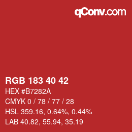 Farbcode: RGB 183 40 42 | qconv.com