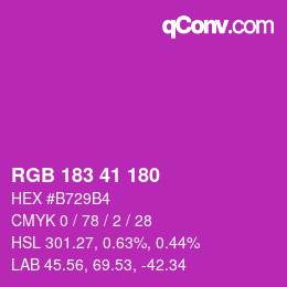 颜色代码: RGB 183 41 180 | qconv.com