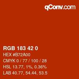 颜色代码: RGB 183 42 0 | qconv.com