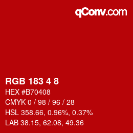 Color code: RGB 183 4 8 | qconv.com