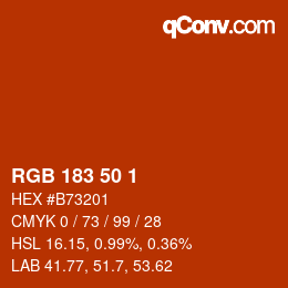 Color code: RGB 183 50 1 | qconv.com