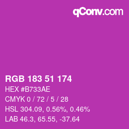 カラーコード: RGB 183 51 174 | qconv.com
