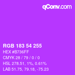 Color code: RGB 183 54 255 | qconv.com