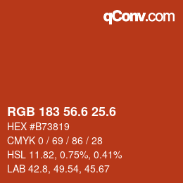 カラーコード: RGB 183 56.6 25.6 | qconv.com