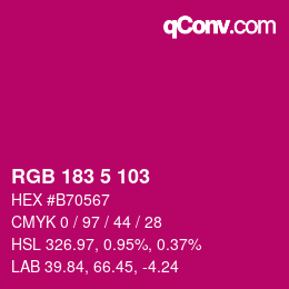 Color code: RGB 183 5 103 | qconv.com