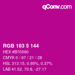 カラーコード: RGB 183 5 144 | qconv.com