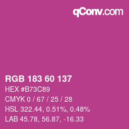 Color code: RGB 183 60 137 | qconv.com