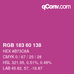 Color code: RGB 183 60 138 | qconv.com