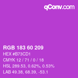 Color code: RGB 183 60 209 | qconv.com