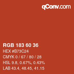 颜色代码: RGB 183 60 36 | qconv.com