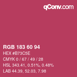 カラーコード: RGB 183 60 94 | qconv.com