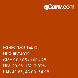 Color code: RGB 183 64 0 | qconv.com