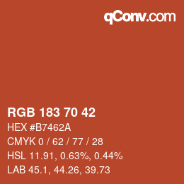 颜色代码: RGB 183 70 42 | qconv.com
