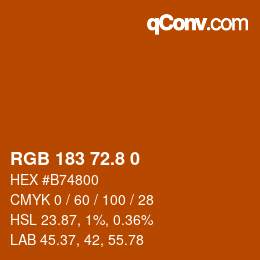 カラーコード: RGB 183 72.8 0 | qconv.com
