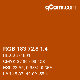 カラーコード: RGB 183 72.8 1.4 | qconv.com