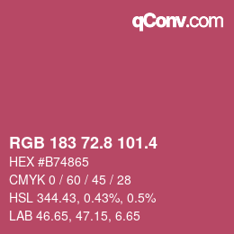 カラーコード: RGB 183 72.8 101.4 | qconv.com