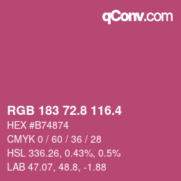 カラーコード: RGB 183 72.8 116.4 | qconv.com