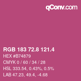 カラーコード: RGB 183 72.8 121.4 | qconv.com