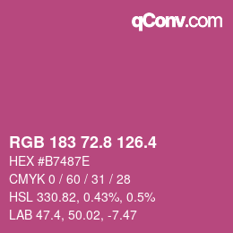 カラーコード: RGB 183 72.8 126.4 | qconv.com