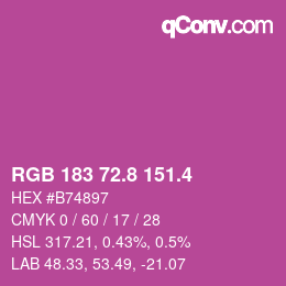 カラーコード: RGB 183 72.8 151.4 | qconv.com
