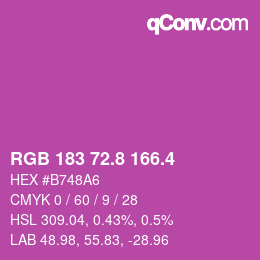 カラーコード: RGB 183 72.8 166.4 | qconv.com