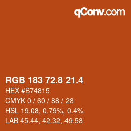 カラーコード: RGB 183 72.8 21.4 | qconv.com
