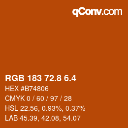 カラーコード: RGB 183 72.8 6.4 | qconv.com
