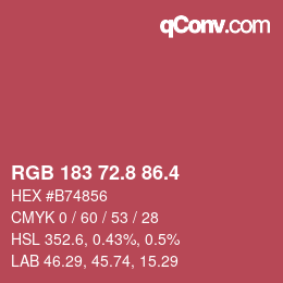 カラーコード: RGB 183 72.8 86.4 | qconv.com