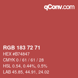 Color code: RGB 183 72 71 | qconv.com
