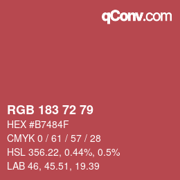 Color code: RGB 183 72 79 | qconv.com