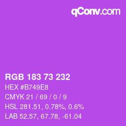 カラーコード: RGB 183 73 232 | qconv.com