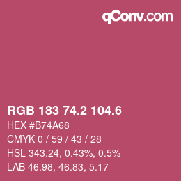 カラーコード: RGB 183 74.2 104.6 | qconv.com